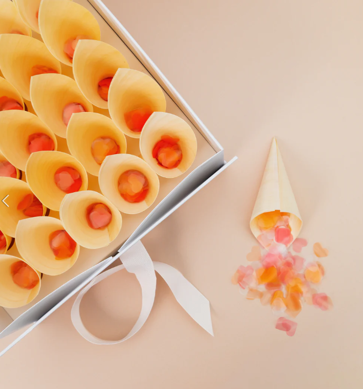 Natural Aspen Wood Wedding Confetti Cones (50 cones per set)